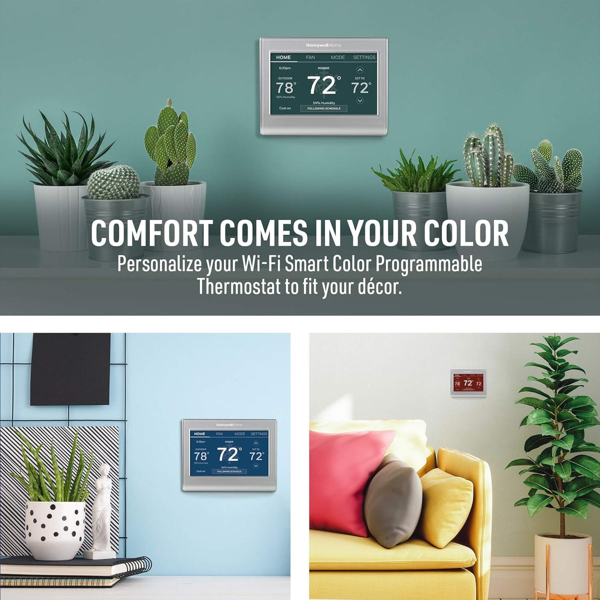 Honeywell Home RTH9585WF1004 Wi-Fi Smart Color Thermostat, 7-Day Programmable, Touch Screen Gray, Heating & Cooling System Type: 2 Stage