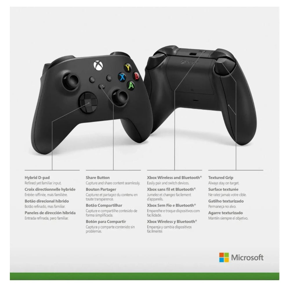 Microsoft QAT-00007 - Xbox Wireless Controller for Xbox Series X, Xbox Series S, Xbox One, Windows Devices - Carbon Black