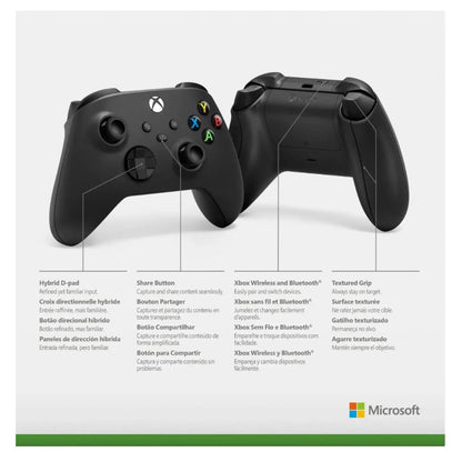 Microsoft QAT-00007 - Xbox Wireless Controller for Xbox Series X, Xbox Series S, Xbox One, Windows Devices - Carbon Black