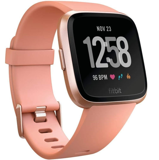 Fitbit Versa Fitness Watch Peach/Rose Gold Aluminum Bundle FB504RGPKSBNDLB