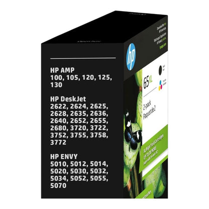 HP High Yield 65XL Black Color Ink Cartridge 2-Pack T0A37BN