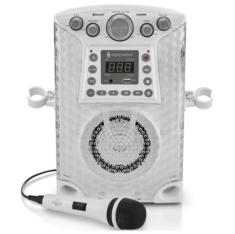 The Singing Machine SML633 Bluetooth CD+G Karaoke System, White