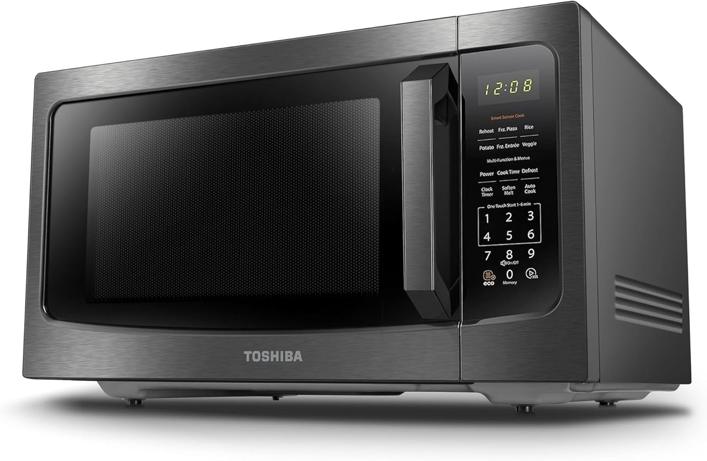 TOSHIBA Countertop Microwave Oven with Smart Sensor and Position Memory Turntable, Function, 1.6 Cu.ft 13.6" Removable Black Stainless Steel, 1200W ML-EM45P(BS)