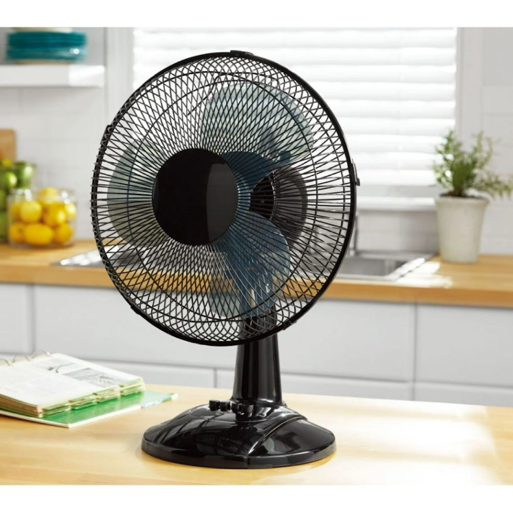 Mainstays 12" 3-Speed Oscillating Table Fan, FT30-8MBB, Black
