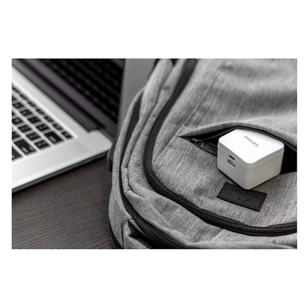 Philips AC-USB Wall Chargers, 2 pack DLP3743W/37-T1-DI1, 1x 7.5W USB-A port, 1x 18W power deliver USB-C port for 25.5W