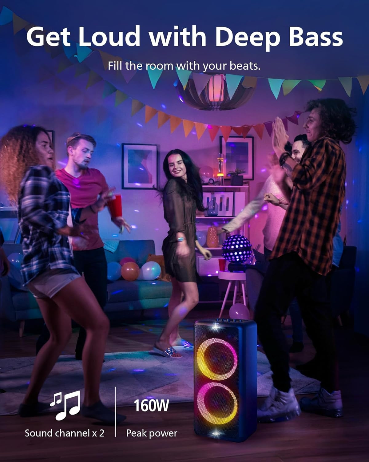 Philips - 80 W Wireless Speaker (Each) - Black TAX5206/37