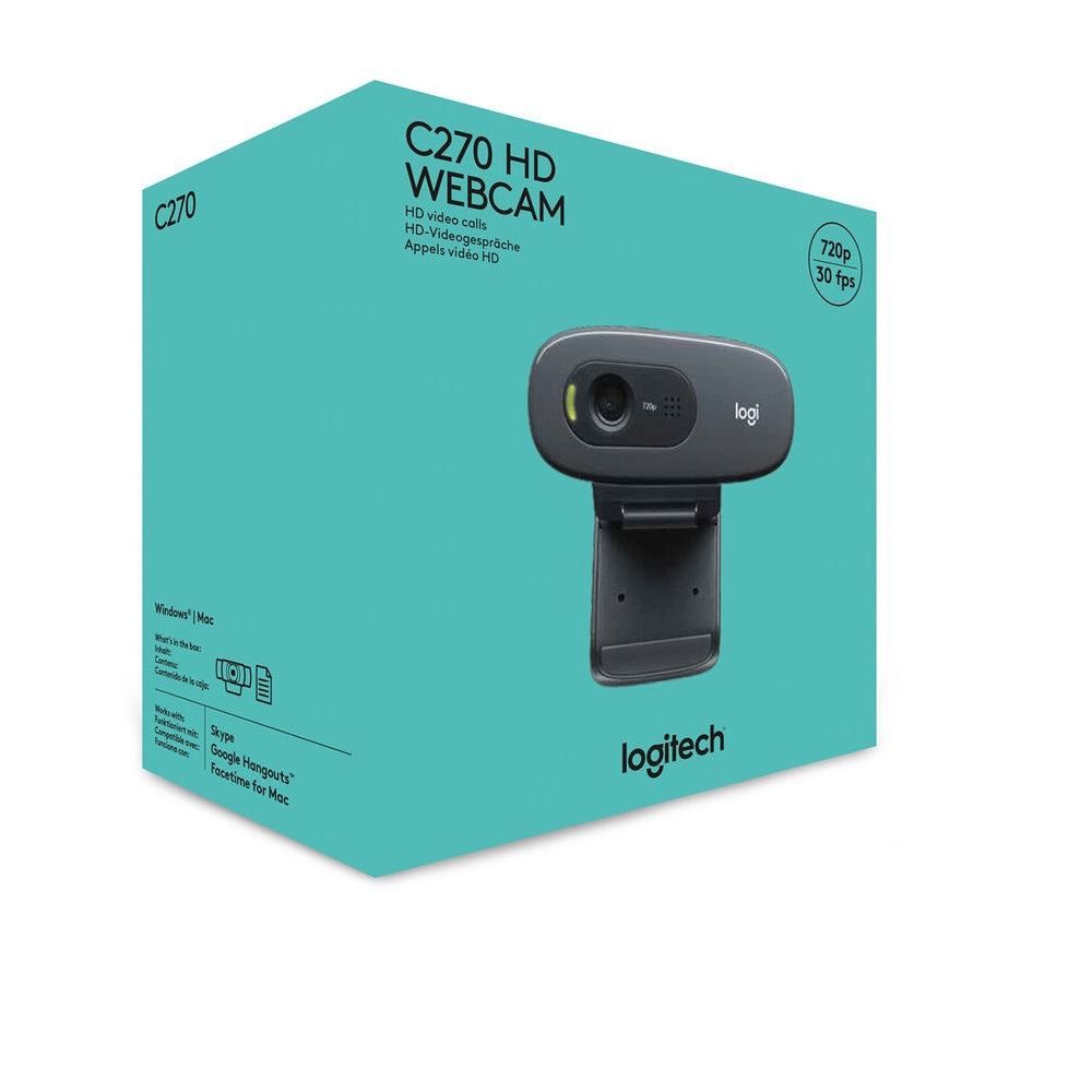 Logitech C270 720p Webcam Plug-and-Play Wide Screen Video Calling - Black 960-000694