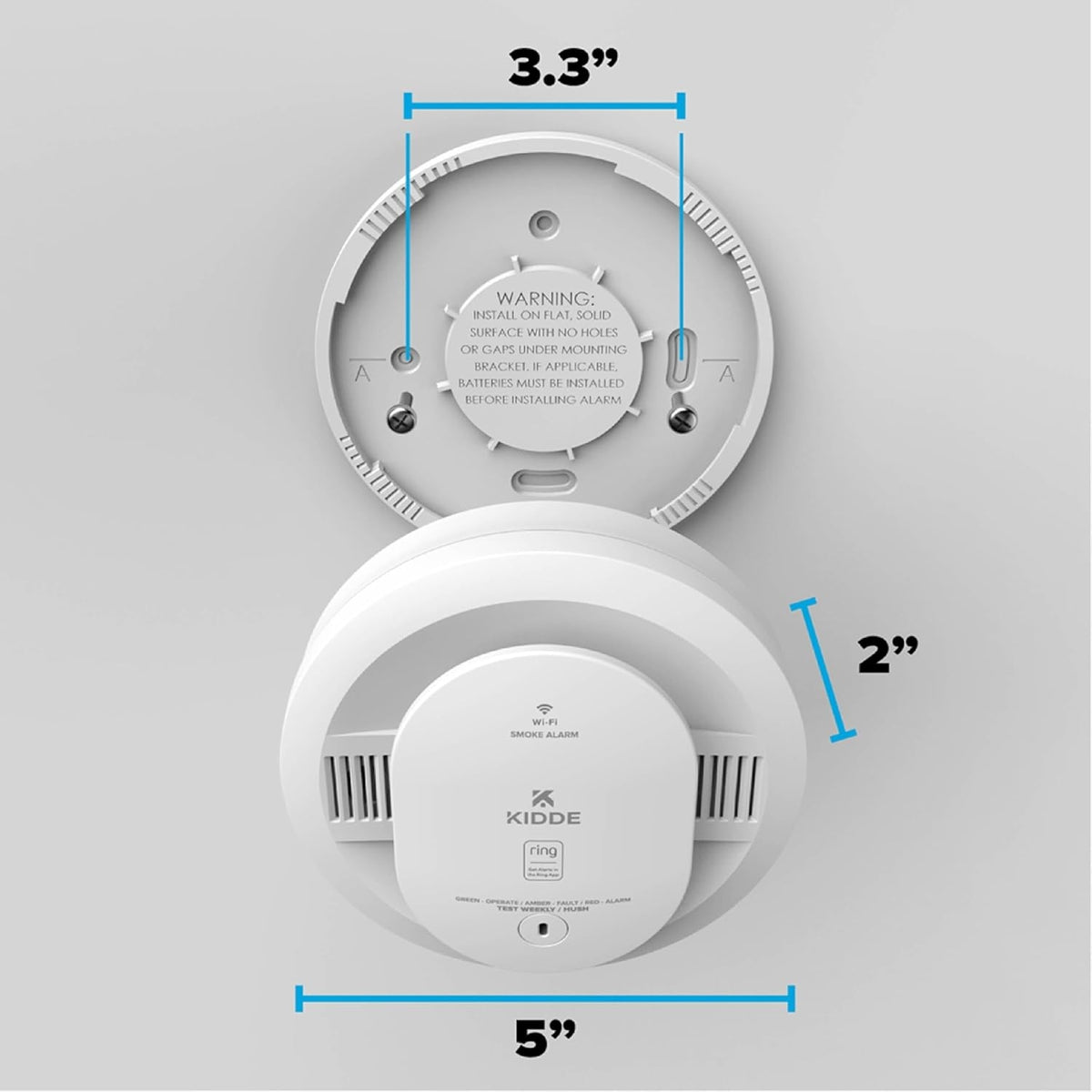 Kidde - Battery Powered Ring App Enabled Smart Smoke Detector, Voice Alerts, Wire-Free Interconnect Alarm RGSDR-RW
