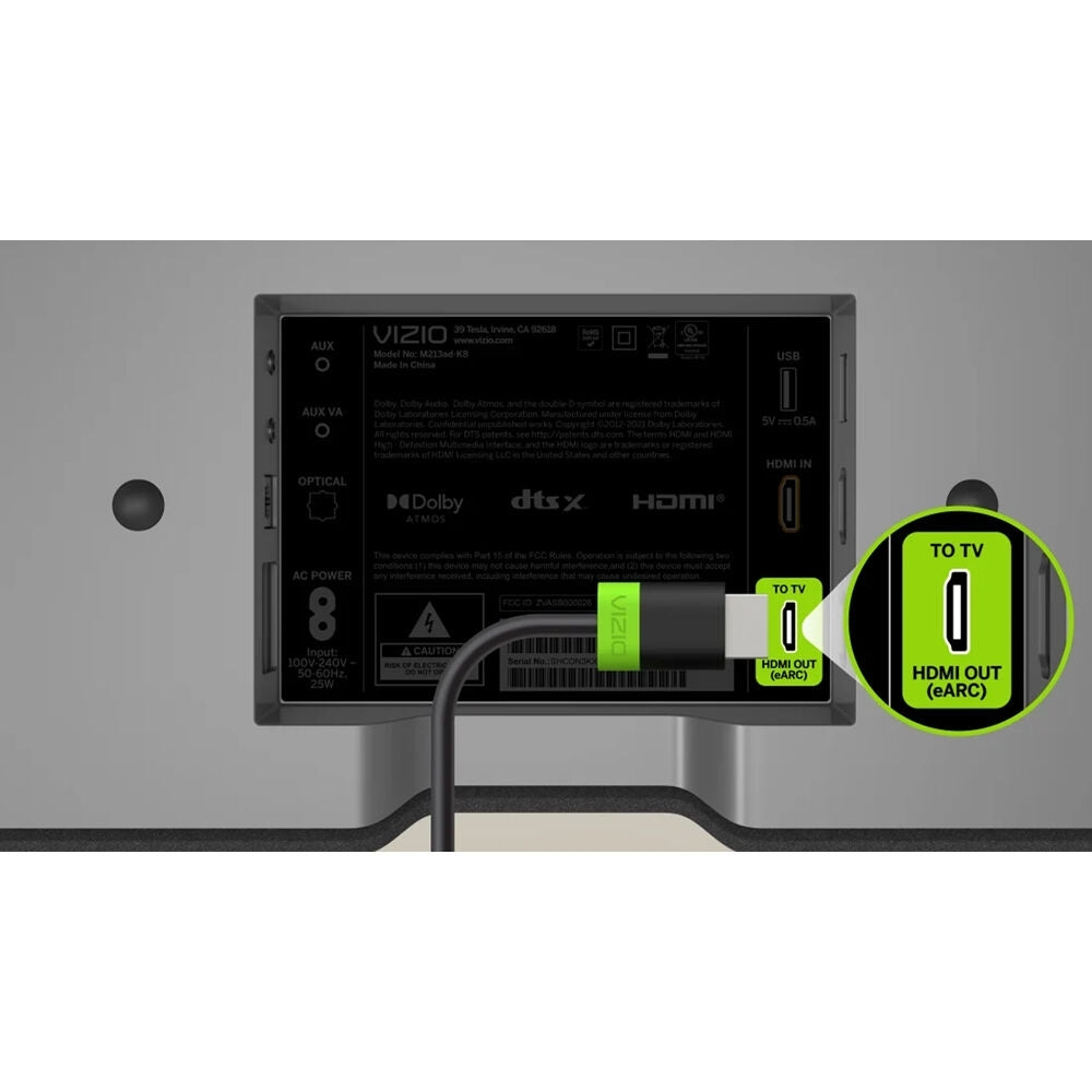 VIZIO M-Series All-in-One 2.1 Sound Bar Dolby Atmos, DTS:X Built In Subwoofers - Black M213AD-K8