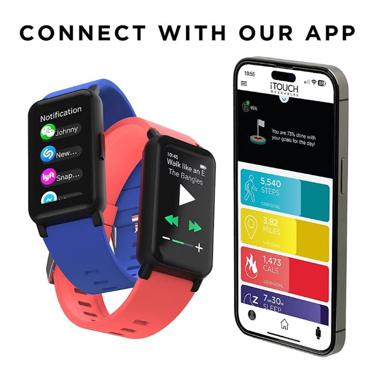 iTouch Active 4 Unisex Coral Smartwatch Fitness Tracker TC4S01-G14