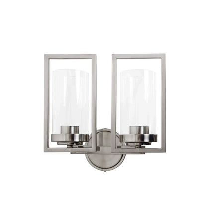 Sunset Lighting Wall Sconce, 2-Light Bright Satin Nickel - F15002-80