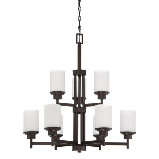 Luminance 9-Light Somes 2-Tier Chandelier w/ Linen Glass F17029-64