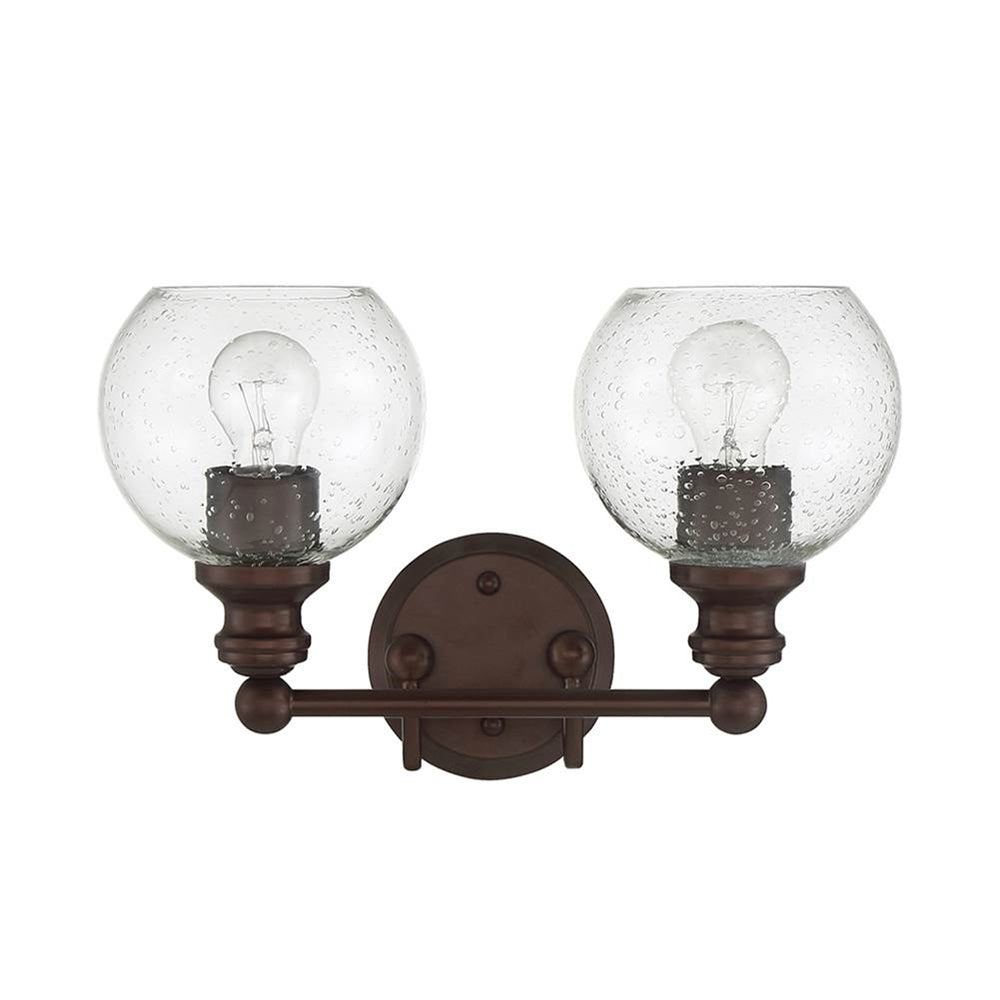Sunset Lighting Oriana 2-Light Mb Vanity Clear Seeded Glass Provincial Bronze F29012-64