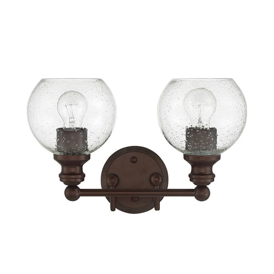 Sunset Lighting Oriana 2-Light Mb Vanity Clear Seeded Glass Provincial Bronze F29012-64