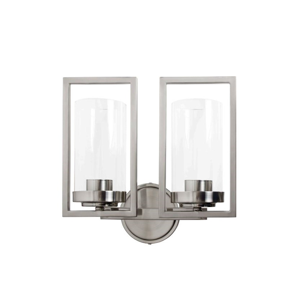 Sunset Lighting Wall Sconce, 2-Light Bright Satin Nickel - F15002-80