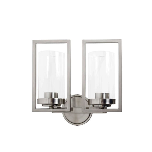 Sunset Lighting Wall Sconce, 2-Light Bright Satin Nickel - F15002-80