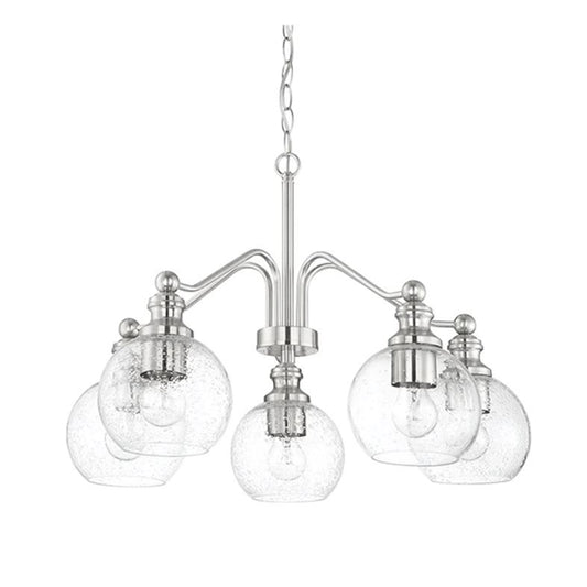 Sunset Oriana 5-Light Chandelier Seeded Glass Bright Satin Nickel F29005-80