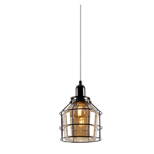 Sunset Lighting Plover 1-Light 60W Pendant Blackened Copper Clear Glass - F3615-74-CLR