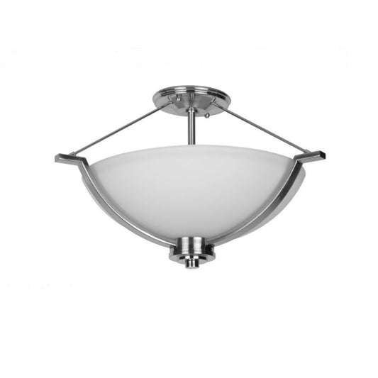 Sunset 3-Light Abbot 100W Semi-Flush Ceiling Lamp, Bright Satin Nickel - F17006-80