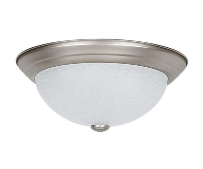 Sunset Lighting 2-Light 13" Flush Mount White Glass Satin Nickel -  F7642-53