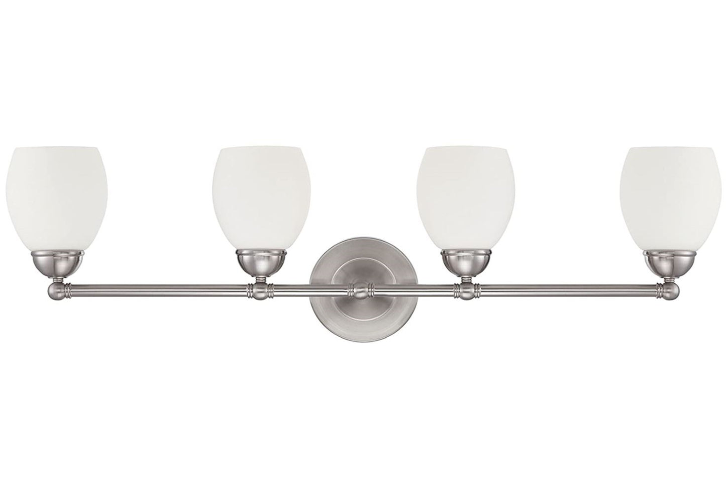 Sunset Lighting 4-Light Olen Vanity Opal Glass w/ Bright Satin Nickel Finish