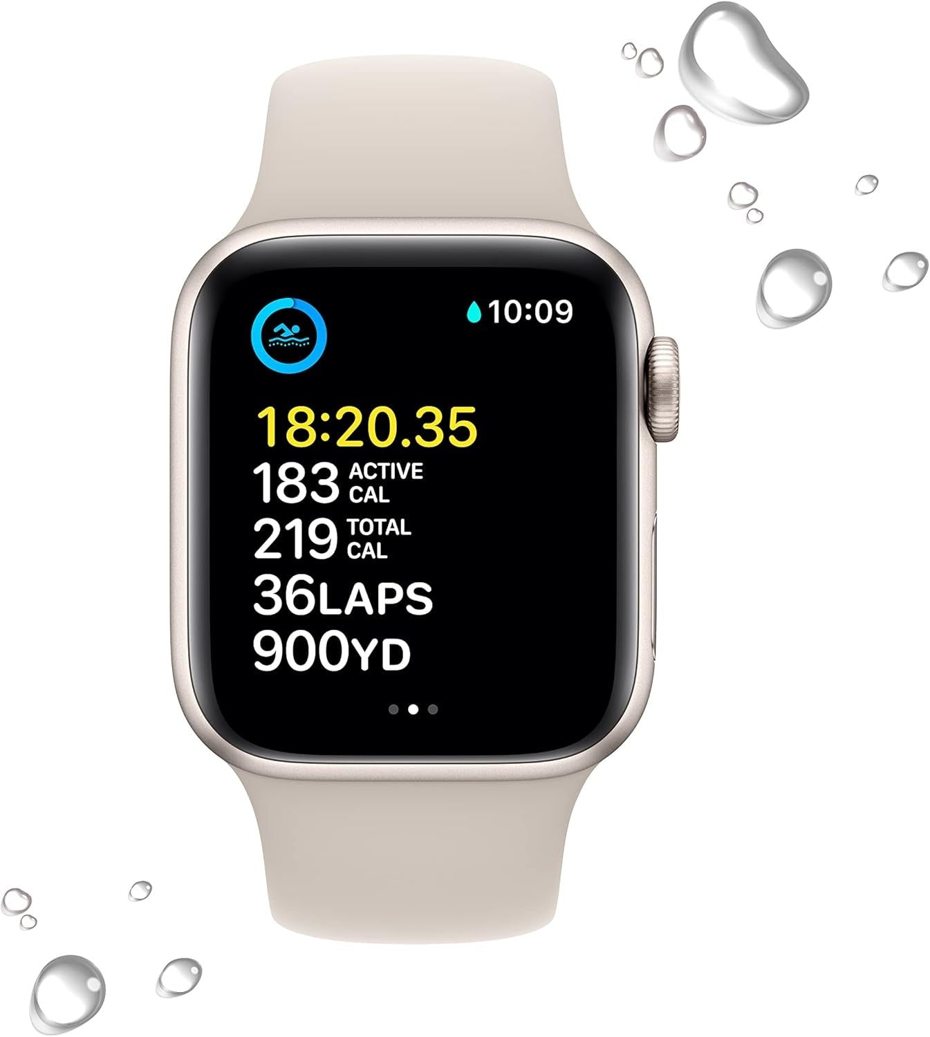 Apple Watch SE 2nd Gen (GPS) 40mm Aluminum Case Sport Band S/M Starlight MNT33LL/A