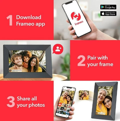 ONN 7” Wi-Fi Digital Picture Frame | Send Photos & Videos Instantly via the Free Frameo App