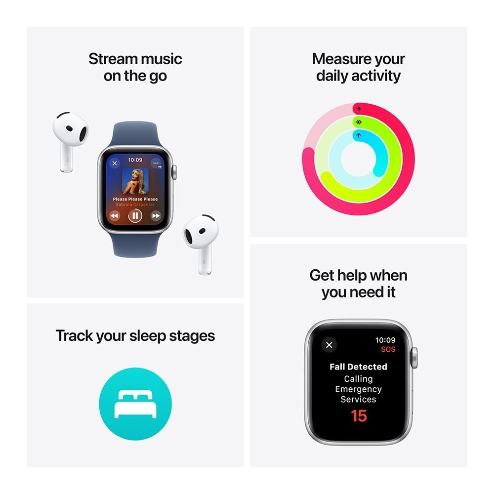 Apple Watch SE 2nd Gen GPS 44mm Aluminum Case Midnight Sport Band M/L MXEK3LL/A