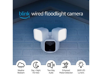 Blink Outdoor Wired 1080p Security Camera with Floodlight - White B0B5VLCL1N