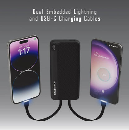 Pocket Juice Endurance 10K Portable 10000 mah Power Bank and Charger with USB-C and Lightning Cables 9009-2