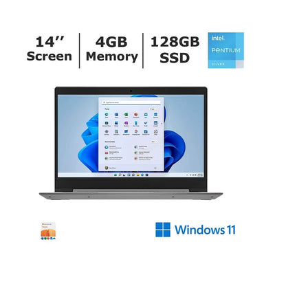 Lenovo IdeaPad 1 Laptop 14" Intel Pentium Silver N5030 4GB/128GB NVMe SSD Win 11 Home S 81VU00D6US