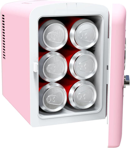 Frigidaire 9 Can or 6L Beverage Portable Mini Refrigerator EFMIS2175-PINK, Includes 110V home power cord & 12V DC car adapter