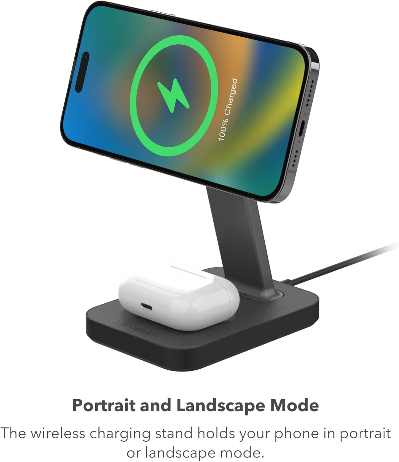 Mophie Snap+ 15W Wireless Charging Stand & Pad with MagSafe Compatibility Black