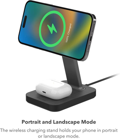 Mophie Snap+ 15W Wireless Charging Stand & Pad with MagSafe Compatibility Black