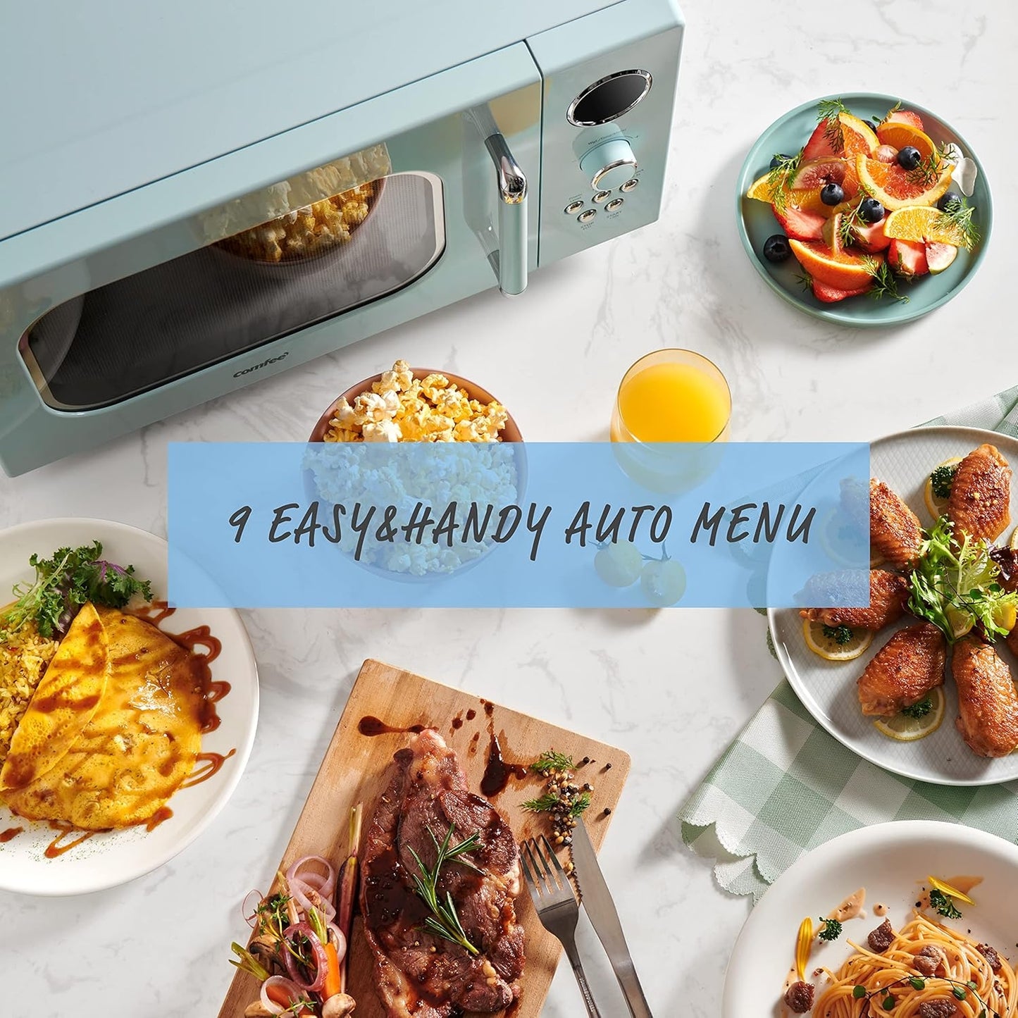 Comfee Retro 0.9-Cu. Feet Small 900 -Watt Countertop Microwave Green CM-M091AGN