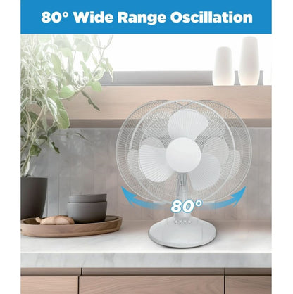 Mainstays 12" 3-Speed Oscillating Table Fan White FT30-8MBW