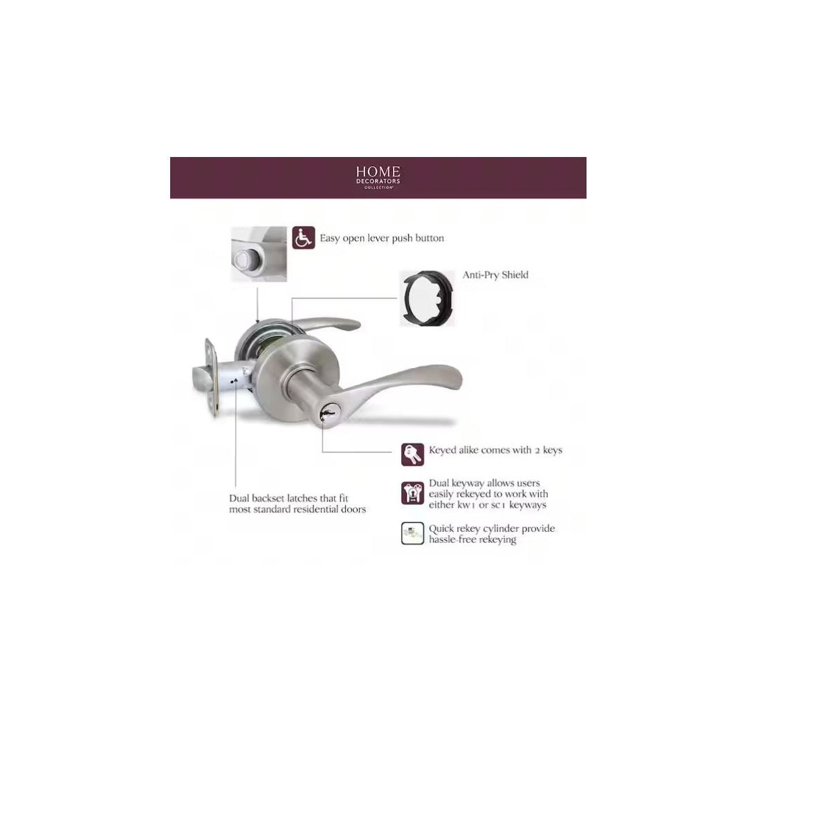 Primrose Satin Nickel Keyed Entry Door Handle Featuring Dual Keyway LS9X2FSJYYC