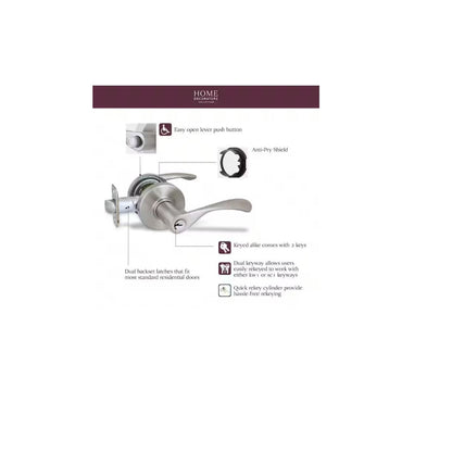 Primrose Satin Nickel Keyed Entry Door Handle Featuring Dual Keyway LS9X2FSJYYC