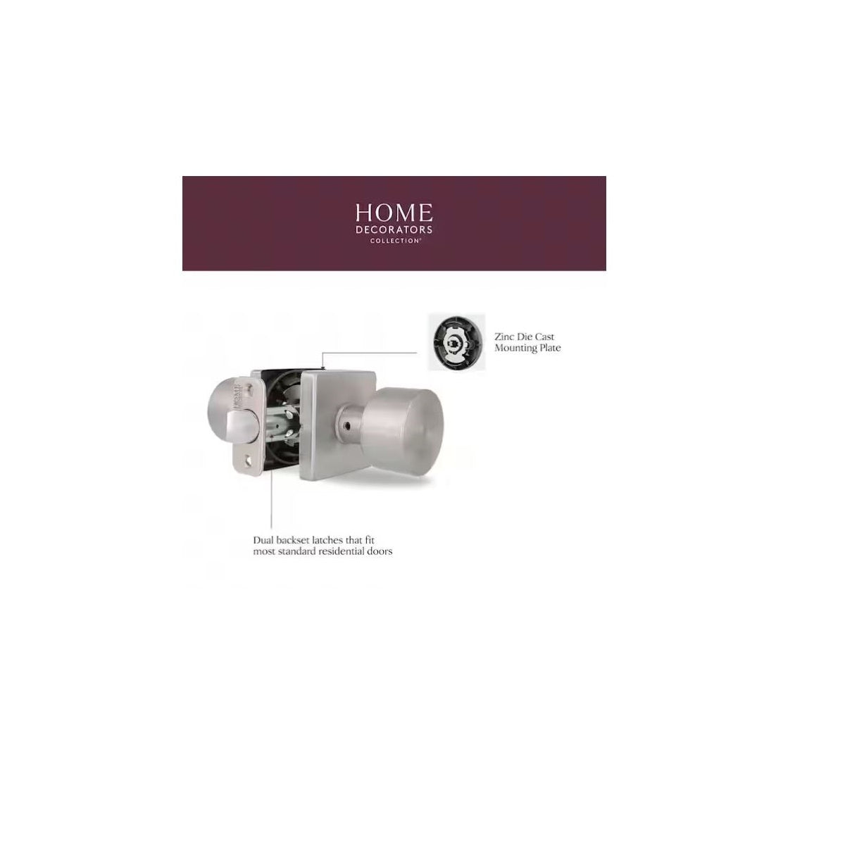 Ridgeway Satin Nickel Passage Hall/Closet Door Knob with Square Rose T5X23SYXP