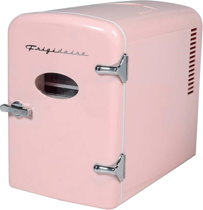 Frigidaire Pink Mini Personal Fridge Cooler, 4-Liters/6 Cans EFMIS129-C-PINK, Includes 110V home power cord & 12V DC car adapter