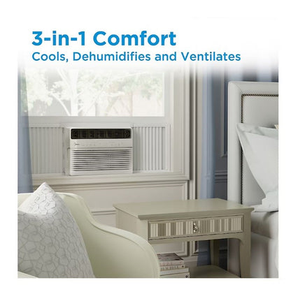 Midea Smart 12,000 BTU 550 Sq. Ft. Window Air Conditioner, 3-in-1 Comfort: get cooling, dehumidification, & fan modes, with Air Directional Louvers MAW12S1JWT-B