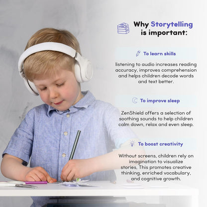 ONANOFF - StoryPhones Bluetooth Kids Folding On-Ear Storytelling Headphones with Mic, 20 Hours Play Time, Bundle - Pink