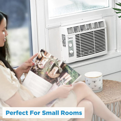 Midea 5,000 BTU EasyCool Small Window Air Conditioner Cool up to 150 Sq. Ft. White MAW05M1BWT