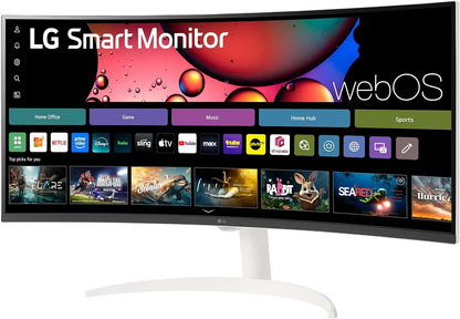 LG - 34" WQHD 100Hz 5ms Smart Monitor with HDR10 (HDMI, USB-A) - White 34SR60QC-W