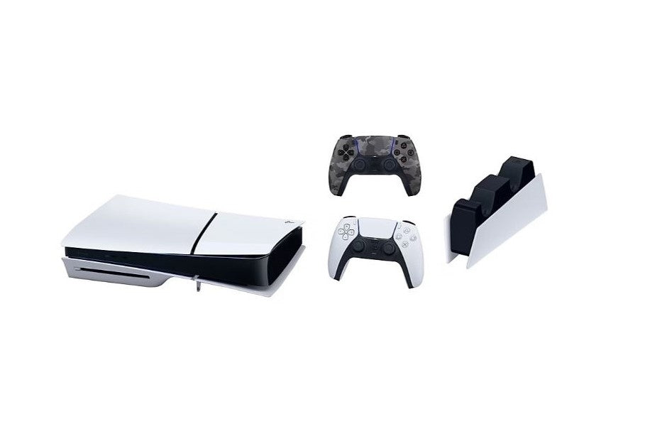 Sony Playstation 5 Slim Disc Console Bundle with Gray Camo Controller and Charging Station