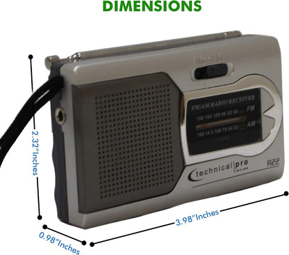Technical Pro AM FM Radio Portable Speaker, Battery-Powered Handheld Radio