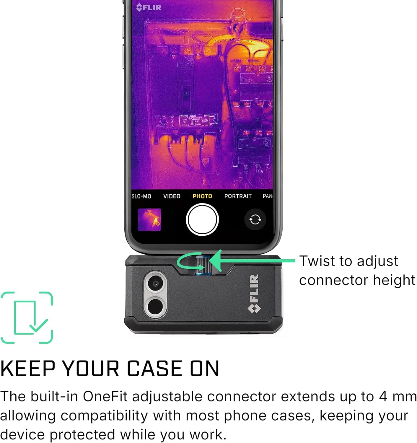 Flir One Pro - Thermal Imaging Camera for iOS Smartphones (iPhone 14 and Older w/Lightning Port), 480x360 Super Resolution