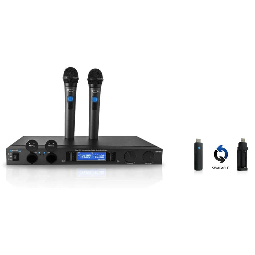 Technical Pro WMR52 Professional UHF Dual Rechargeable Wireless Microphone System