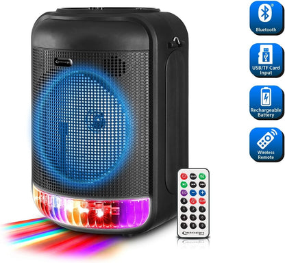 Technical Pro LIT8 Portable 8" Bluetooth LED Party Speakers w/Wireless Link Pair