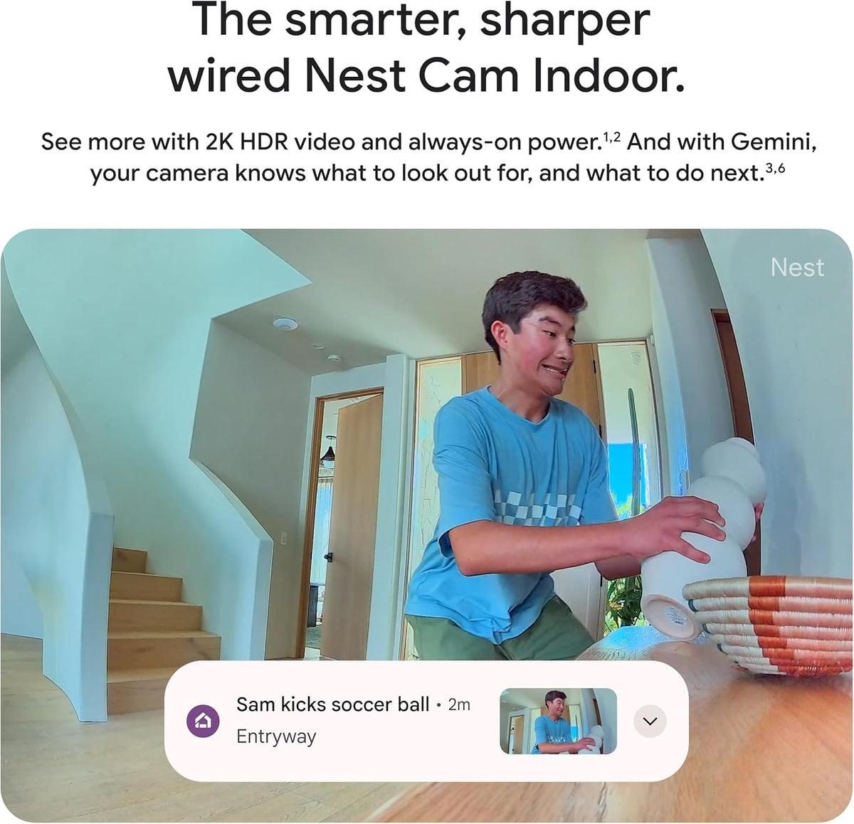 Google Nest Indoor Smart Security Camera (Wired, 3rd Gen) - Snow GA09973-US